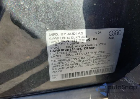 2021 Audi Sq5 Premium Plus from USA, damaged, VIN WA1B4AFY1M2027101